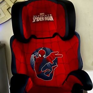 COPY - Spider-Man high back car seat booster that you use your seat belt with.